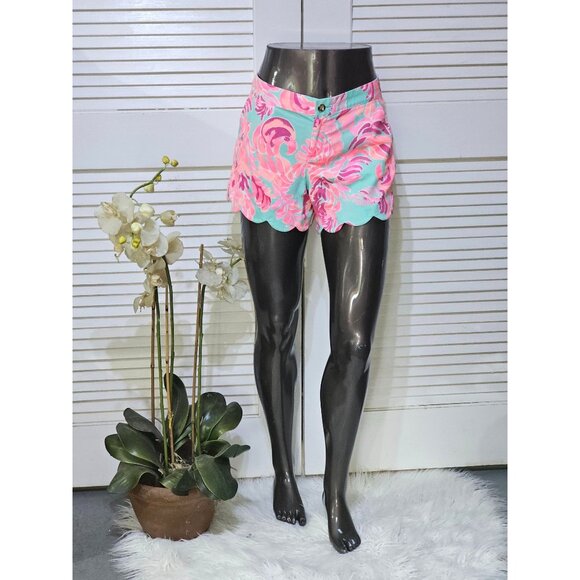 Nwot Lilly Pulitzer Women Multicolor The Buttercup Short Scalloped Hem Sz 8 2610 - Picture 1 of 16